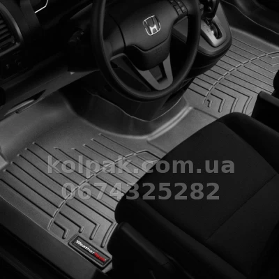 Floor mats for Honda CR-V 2007-, with raised edges, one-piece design, front, black, Weathertech 443191 — photo 2