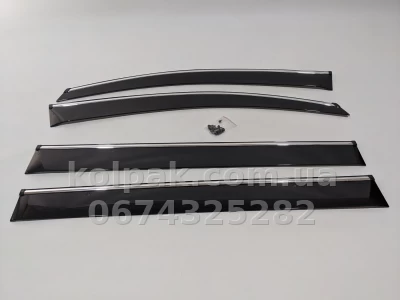 Window wind deflectors for with chrome finish adhesive-fit Volkswagen Touran 2003–2015 HAVOC — photo 13