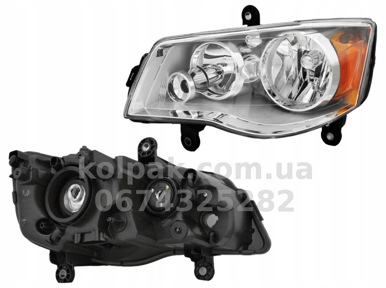 Передня ліва фара Dodge Grand Caravan 2011-, механічне регулювання, хром, Depo, A331185LAS Передня ліва фара Dodge Grand Caravan 2011-, механічне регулювання, хром, Depo, A331185LAS — фото 1