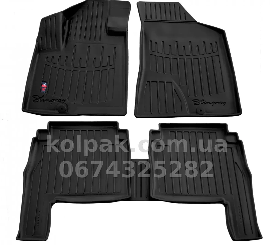 Polyurethane floor mats for Hyundai Santa Fe 2 CM 2006-2010, with raised edges, 5 pcs, Stingray, 5009035 Polyurethane floor mats for Hyundai Santa Fe 2 CM 2006-2010, with raised edges, 5 pcs, Stingray, 5009035 β photo 1