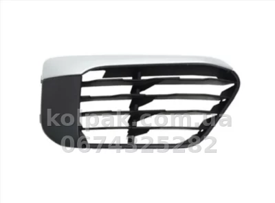 Right bumper grille BMW X1 F48 2015-2020, outer, black, with chrome moulding, AVTM, 51117453990, 181450918 — photo 2