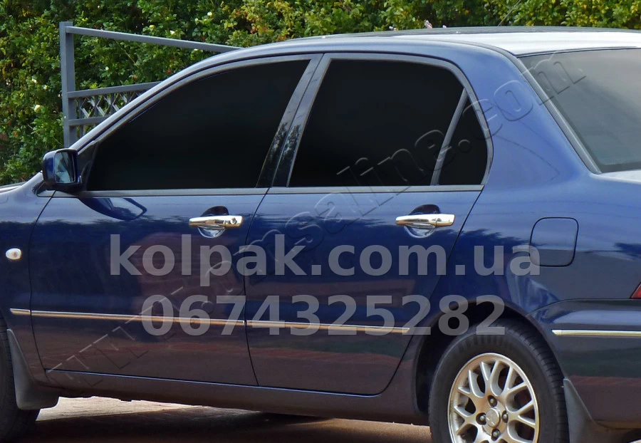 Chrome door handle covers (4 pcs) Mitsubishi Lancer 2003-/Outlander 2001-2008/Grandis 2004-, OmsaLine, 4902041 Chrome door handle covers (4 pcs) Mitsubishi Lancer 2003-/Outlander 2001-2008/Grandis 2004-, OmsaLine, 4902041 β photo 1