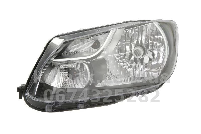 Передня ліва фара Volkswagen Caddy 2010-/Touran 2010-2015, H4, механічне регулювання, із моторчиком, чорне відбиття, Depo, 441-11G3LMLDEM2 Передня ліва фара Volkswagen Caddy 2010-/Touran 2010-2015, H4, механічне регулювання, із моторчиком, чорне відбиття, Depo, 441-11G3LMLDEM2 — фото 1