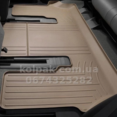 Floor mats for Toyota Sequoia 2007-2012, 3 row, with raised edges, beige, Weathertech 450935 — photo 2