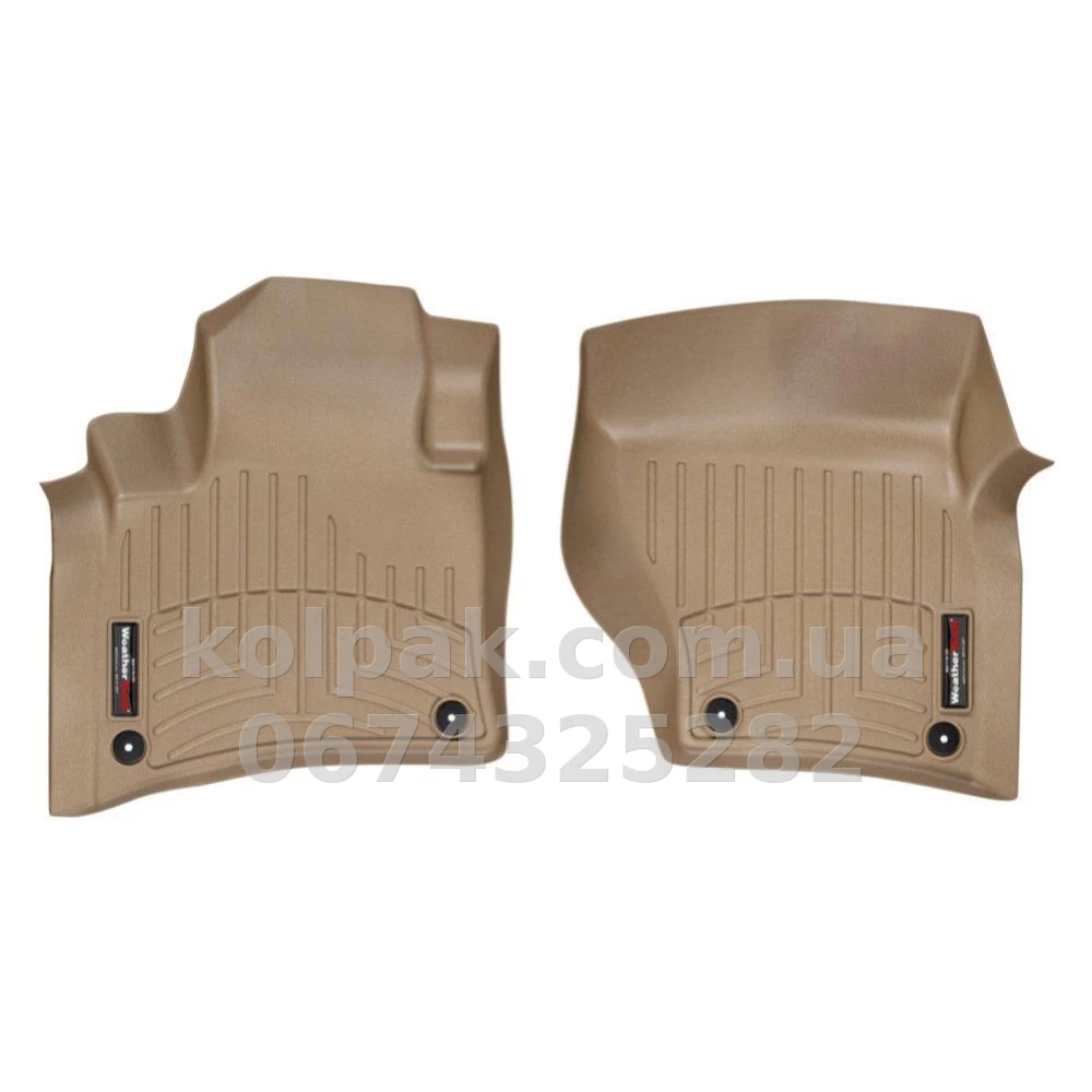 Floor mats for Volkswagen Touareg/Porsche Cayenne 2010-, with raised edges, front, beige, Weathertech 453331 Floor mats for Volkswagen Touareg/Porsche Cayenne 2010-, with raised edges, front, beige, Weathertech 453331 β photo 1