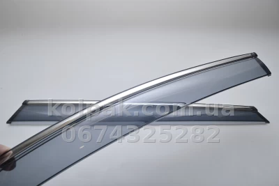 Дефлектори вікон Volkswagen Touareg 2010–2018 HAVOC — з хромованою смугою — фото 4