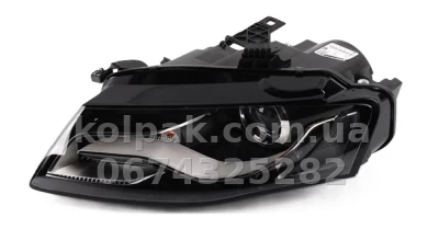 Передня ліва фара Audi A4 (B8) 2008-2012, електричне регулювання, із коректором, без ламп, біла вставка (D3S/PSY24W/LED) Depo 446-1122LMLEHM2
