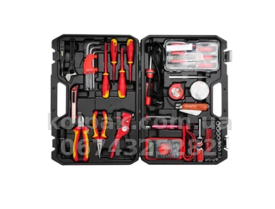 Tool set for electrical work 68 pcs (Diagonal cutters, pliers, Adjustable spanner, hex keys, multimeter) Yato YT-39009 — photo 2