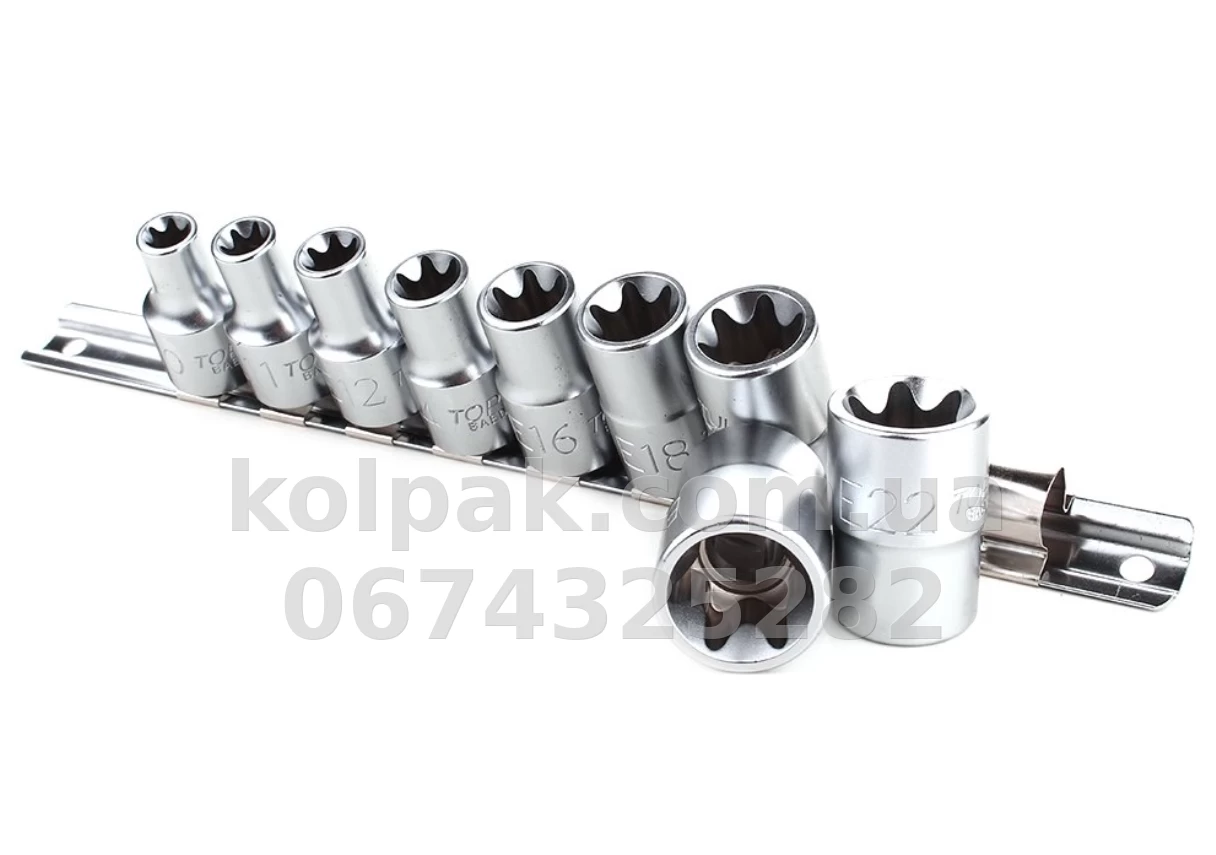 Набір головок TORX 1/2" E10-E24 9од. TOPTUL GAAG0901 Набір головок TORX 1/2" E10-E24 9од. TOPTUL GAAG0901 — фото 1