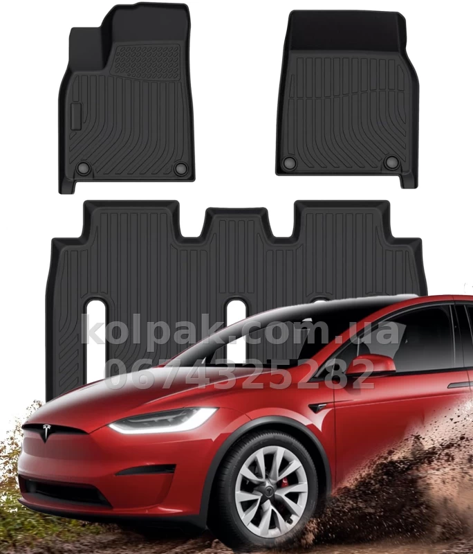 Всепогодні килимки в салон Tesla Model X 2022–2024 7 Seater HAVOC™ Maximum Coverage
