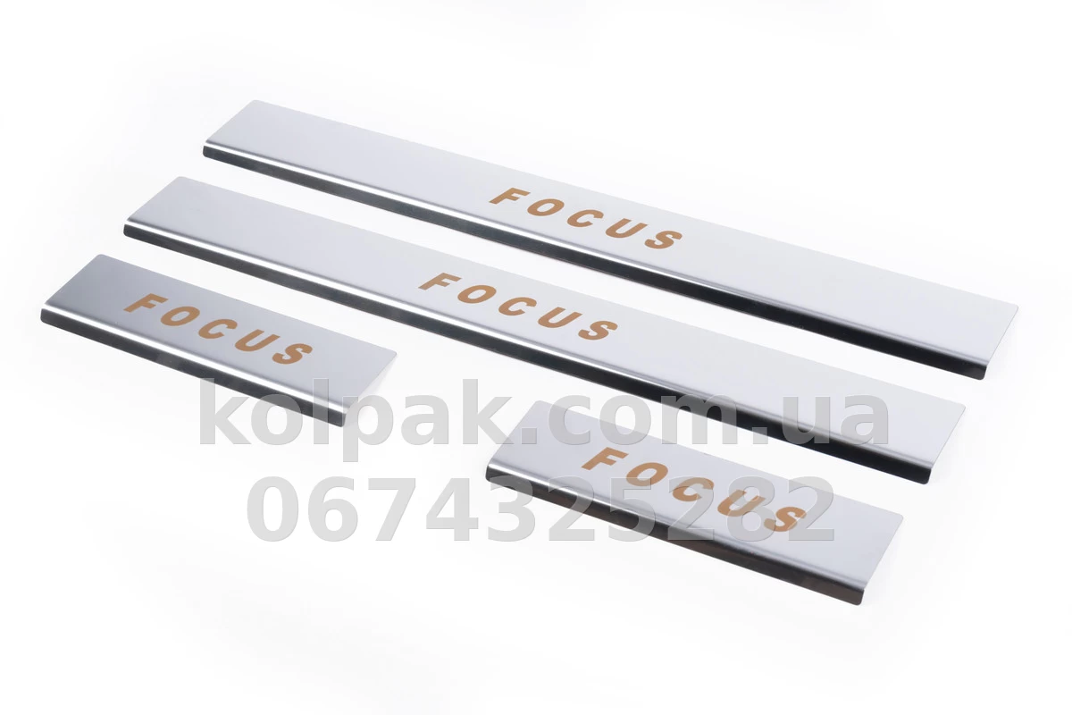 Chrome door sill trims (4 pcs) Ford Focus 1998-2005, Carmos, 6450049 Chrome door sill trims (4 pcs) Ford Focus 1998-2005, Carmos, 6450049 β photo 1