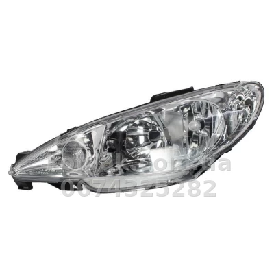 Передня ліва фара Peugeot 206 1998-, H7/H7, електричне регулювання, прозоре скло, Depo, 550-1121L-LD-EM Передня ліва фара Peugeot 206 1998-, H7/H7, електричне регулювання, прозоре скло, Depo, 550-1121L-LD-EM