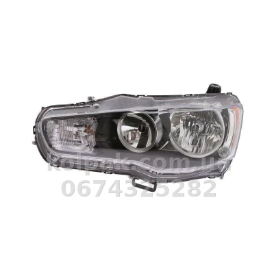 Передня ліва фара Mitsubishi Lancer 10 2007-, HB4/HB3, чорна рамка, механічне регулювання, Depo, 214-1190L-LD-E2