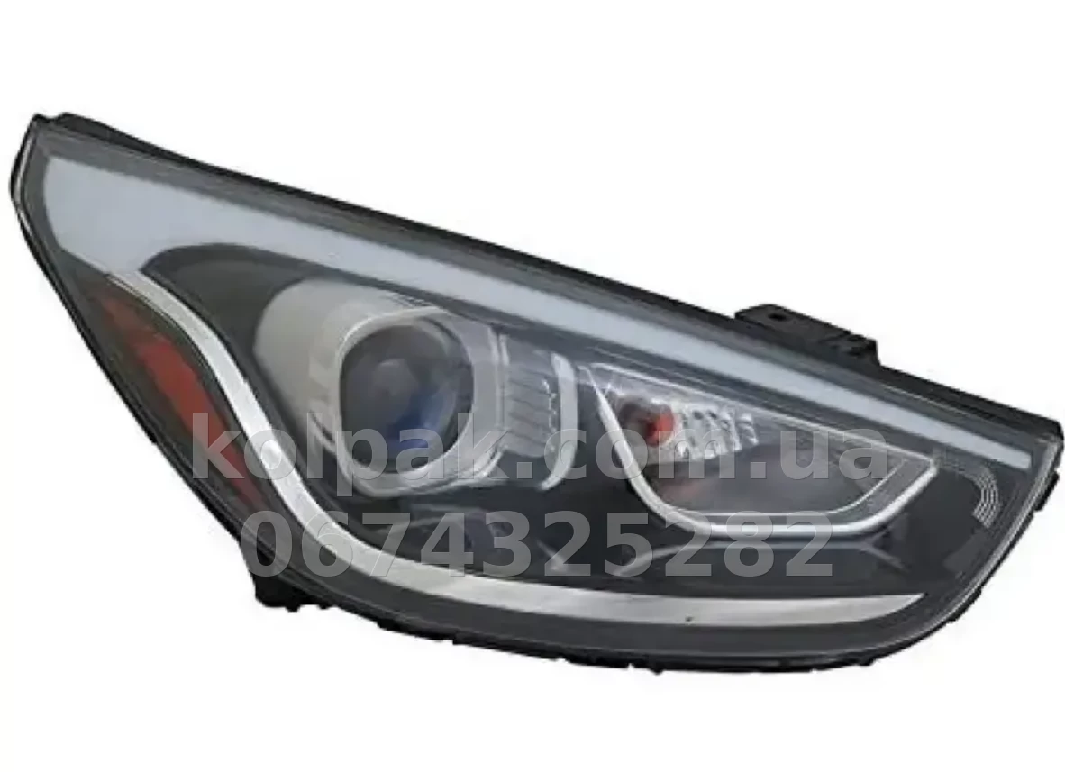 Front right headlight Hyundai Tucson (LM) 2010-2015, electric adjustment, without bulbs (HIR2.2357na.LED.W5W), yellow insert, Depo, 3211151RAS2 Front right headlight Hyundai Tucson (LM) 2010-2015, electric adjustment, without bulbs (HIR2.2357na.LED.W5W), yellow insert, Depo, 3211151RAS2 β photo 1
