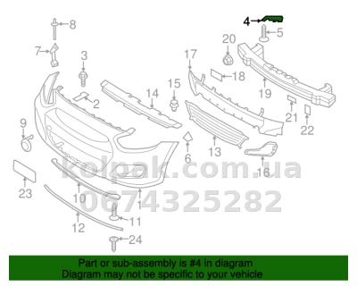 Original right front bumper mounting bracket Hyundai Accent 2010-2017, next to the wing, 865141R000 — photo 2