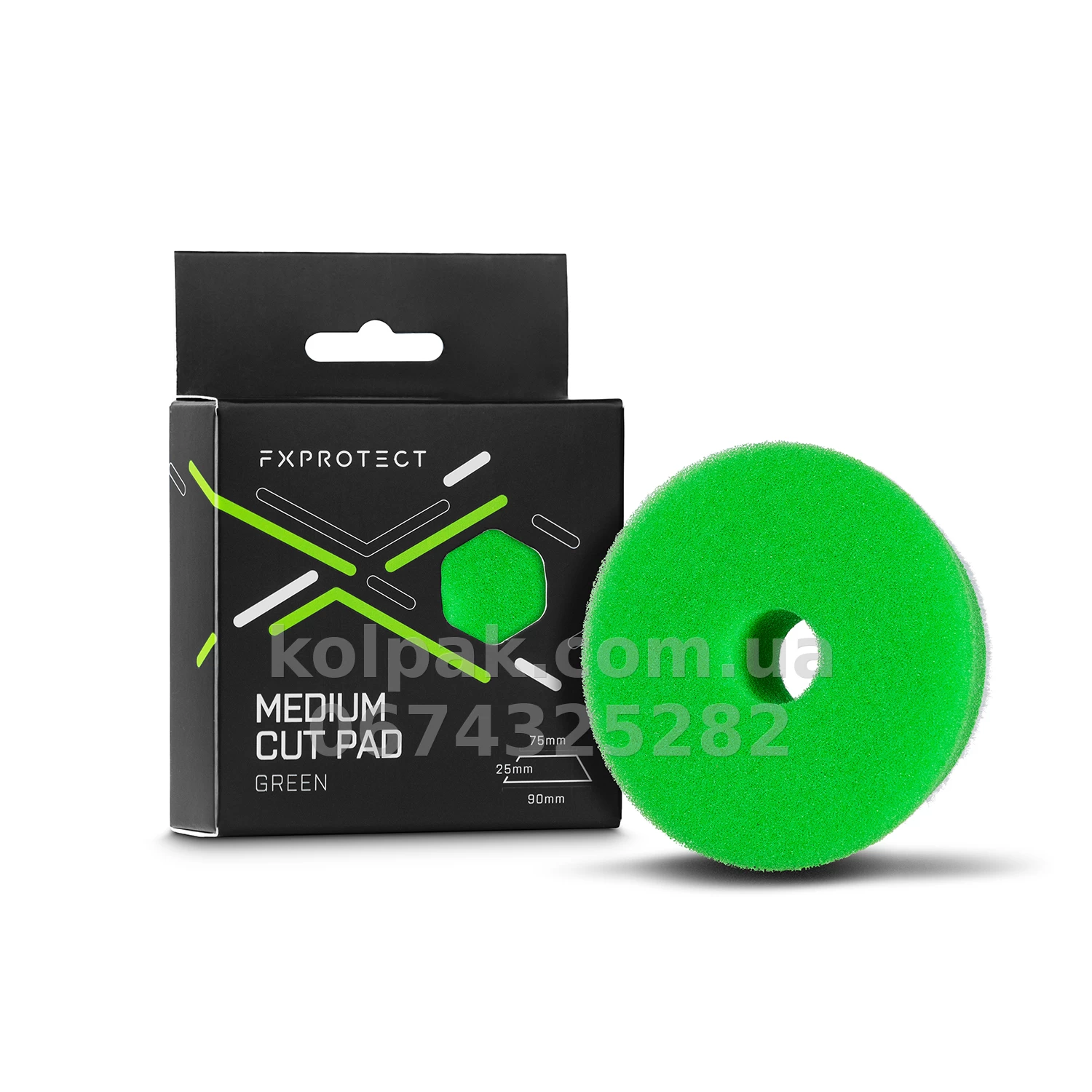 Середній полірувальний круг FX Protect Medium Cut Pad Green 75/90 FX Protect FX-008 Середній полірувальний круг FX Protect Medium Cut Pad Green 75/90 FX Protect FX-008 — фото 1
