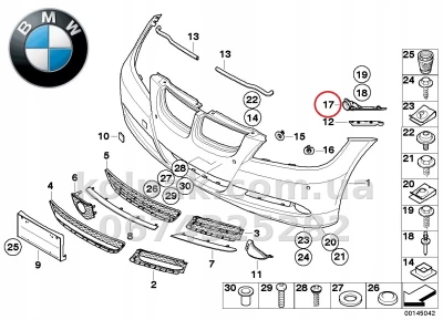Ліве кріплення переднього бампера BMW 3-Series E90/E91 2006-2008, верхнє, AVTM, 51117058447, 181408937 Ліве кріплення переднього бампера BMW 3-Series E90/E91 2006-2008, верхнє, AVTM, 51117058447, 181408937 — фото 2