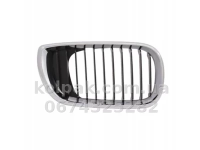 Решітка радіатора BMW 3-Series E46 2001-2005, у капоті, права хромована, ребра чорні, ABS-пластик, AVTM, 181401994