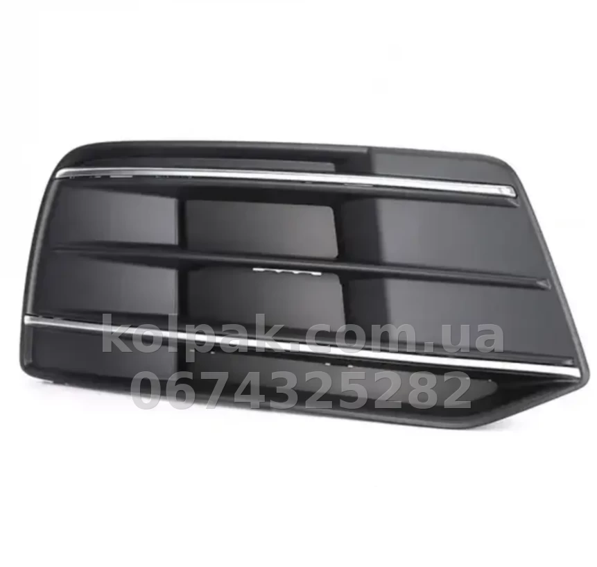 Right bumper grille Audi Q5 2017-2021, excluding S-Line, black, with chrome moulding, AVTM, 80A807680DRU6, 181221914 Right bumper grille Audi Q5 2017-2021, excluding S-Line, black, with chrome moulding, AVTM, 80A807680DRU6, 181221914 β photo 1