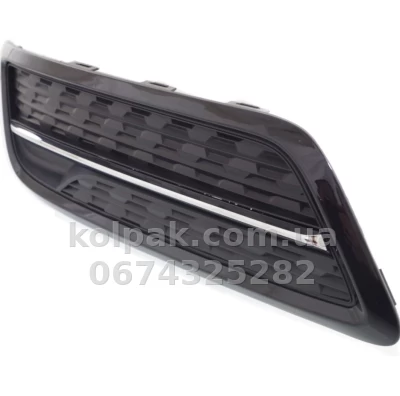 Решітка бампера Acura MDX 2013-2016, ліва, чорна, із хромованим молдингом, AVTM, 71107TZ5A00, 181104911 — фото 2