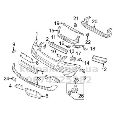 Праве кріплення переднього бампера Volkswagen Touareg 2002-2006, AVTM, 7L6807184C, 187404944 — фото 2