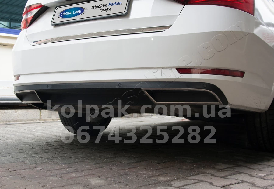 Chrome-plated Trims for exhaust pipes (decorative) (2 pcs) Skoda Superb 2016-, OmsaLine, 6616107 Chrome-plated Trims for exhaust pipes (decorative) (2 pcs) Skoda Superb 2016-, OmsaLine, 6616107 β photo 1
