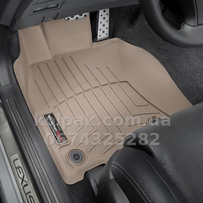 Килимки в салон Lexus LS460 2012- AWD, з бортиком, передні, бежеві, Weathertech 455141 — фото 2