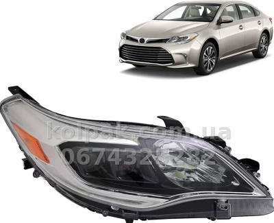 Передня права фара Toyota Avalon 2016-2018, механічне регулювання, без ламп (HB3.W5W.HB3), жовта вставка, Depo, 31211D6RACN2