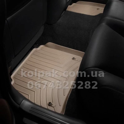 Килимки в салон Lexus LS460 2006-, Short, з бортиком, задні, бежеві, Weathertech 452072 — фото 2
