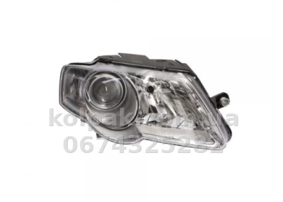 Передня права фара Volkswagen Passat B6 2005-2010, електричне регулювання, із коректором, без ламп, хром Depo 441-11B1RMLD-EM Передня права фара Volkswagen Passat B6 2005-2010, електричне регулювання, із коректором, без ламп, хром Depo 441-11B1RMLD-EM