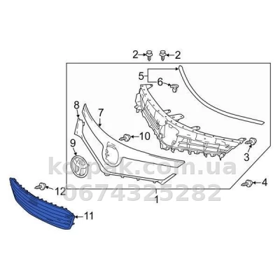 Bumper grille Toyota Avalon 2013-2015, centre, black, with chrome moulding, AVTM, 5310207040, 187058910 — photo 2