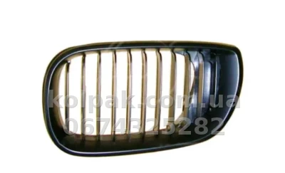 Решітка радіатора BMW 3-Series E46 2001-2005, у капоті, ліва чорна, ребра чорні, ABS-пластик, AVTM, 181401911 — фото 2