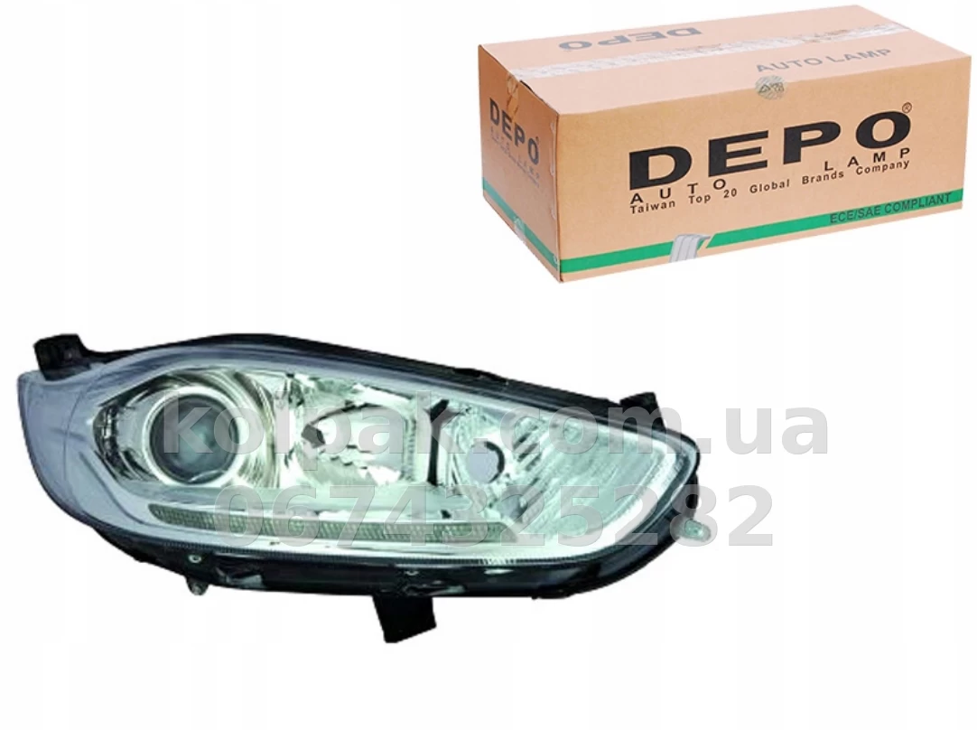 Front right headlight Ford Fiesta 2013-2019 USA/Fiesta 2013-2017 EUR, electric adjustment, with levelling motor, without bulbs, Depo, 43111B5RMLDEM Front right headlight Ford Fiesta 2013-2019 USA/Fiesta 2013-2017 EUR, electric adjustment, with levelling motor, without bulbs, Depo, 43111B5RMLDEM β photo 1