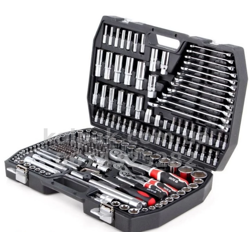 Tool set 1/43/81/2 216 pcs (sockets 4-32 mm, ratchets, extension bars, socket handles, combination spanners) Yato YT-38841 Tool set 1/43/81/2 216 pcs (sockets 4-32 mm, ratchets, extension bars, socket handles, combination spanners) Yato YT-38841 β photo 1