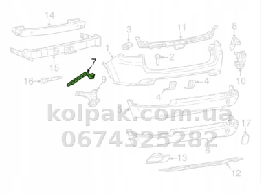 Ліве кріплення заднього бампера Jeep Compass 2016-, верхнє, AVTM, 68244462AB, 183812961 — фото 2