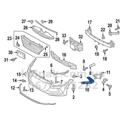 Kratka zderzaka prawa Hyundai Elantra 2016-2018, z otworem na światło przeciwmgielne, czarny połysk, AVTM, 86564F2000, 183252916 — zdjęcie 2