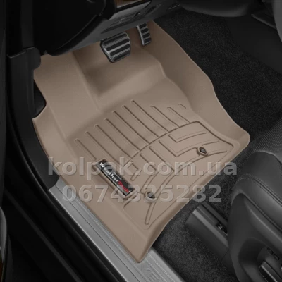 Floor mats for Land Rover Range Rover Vogue 2013-, with raised edges, front, beige, Weathertech 454801 — photo 2