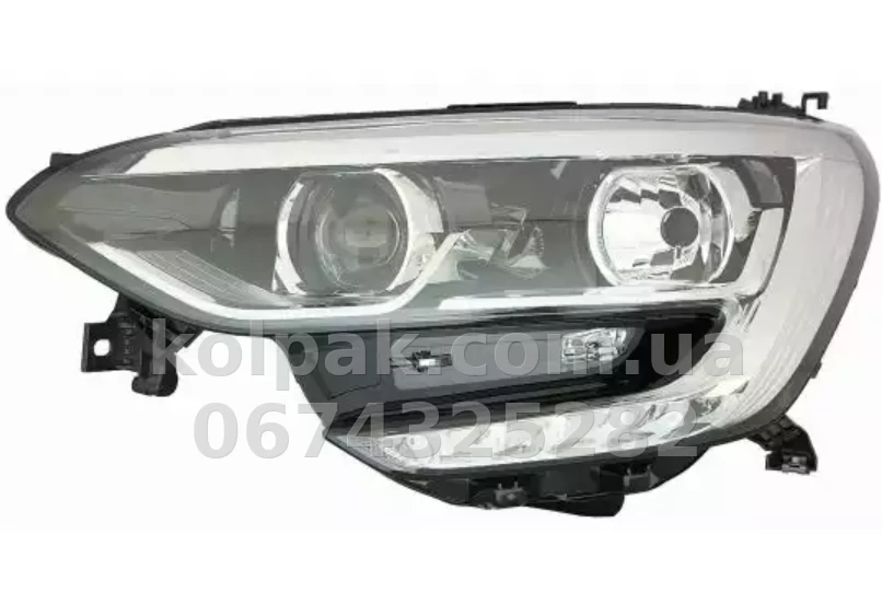 Передня ліва фара Renault Megane 4 2016-2022, електричне регулювання, із лампами (H7/H7/LED), хром, Depo, 55111AELLEMN1 Передня ліва фара Renault Megane 4 2016-2022, електричне регулювання, із лампами (H7/H7/LED), хром, Depo, 55111AELLEMN1 — фото 1