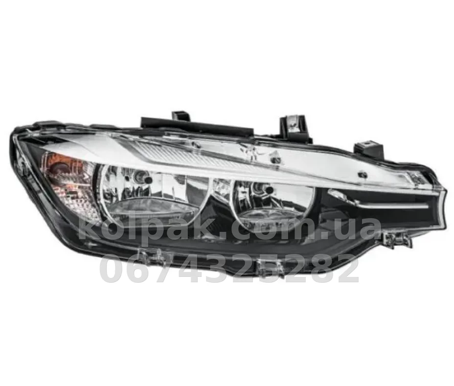 Front right headlight BMW 3-Series F30/31 2016-2019, electric adjustment, with levelling motor, without bulbs (H7/H7/PY21W/LED) black, Depo, 44411ACRMLDEM2 Front right headlight BMW 3-Series F30/31 2016-2019, electric adjustment, with levelling motor, without bulbs (H7/H7/PY21W/LED) black, Depo, 44411ACRMLDEM2 β photo 1