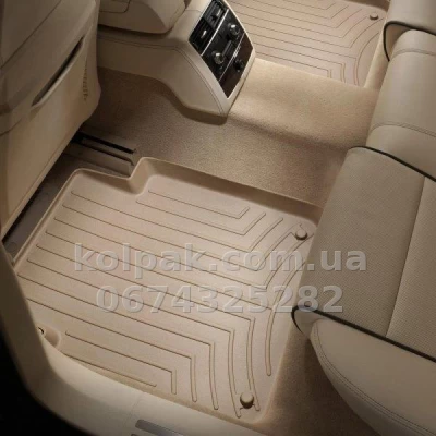 Floor mats for Audi A8 2003-2010, Long, with raised edges, rear, beige, Weathertech 452203 — photo 2