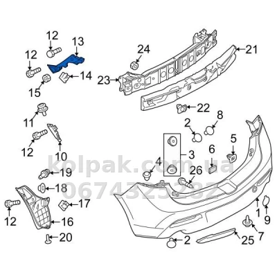 Right rear bumper mounting bracket Mazda 3 HB 2009-2012, AVTM, BCW8502H1D, 184418964 — photo 2