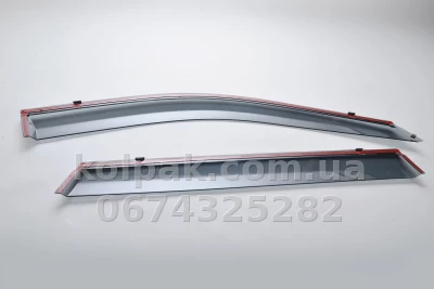 Дефлектори вікон Toyota Camry 50/55 2012–2017 Ievropa HAVOC — з хромованою смугою — фото 2