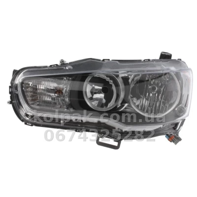 Передня ліва фара Mitsubishi Lancer 10 2007-, HB4/HB3, чорна рамка, електричне регулювання, Depo, 214-1190L-LDEM2