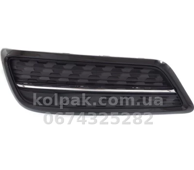 Решітка бампера Acura MDX 2013-2016, ліва, чорна, із хромованим молдингом, AVTM, 71107TZ5A00, 181104911 Решітка бампера Acura MDX 2013-2016, ліва, чорна, із хромованим молдингом, AVTM, 71107TZ5A00, 181104911