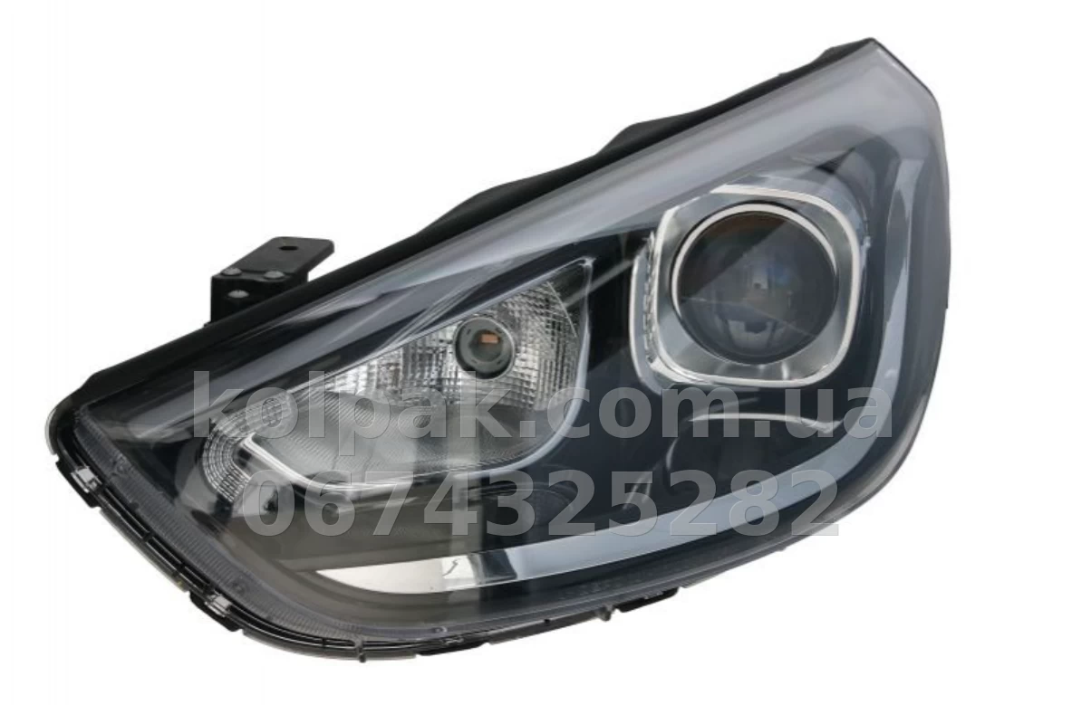 Передня ліва фара Hyundai IX35 2010-2015, електричне/механічне регулювання, без коректора, без ламп (HIR2/PY21W/LED), Depo, 2211178LLDEM2 Передня ліва фара Hyundai IX35 2010-2015, електричне/механічне регулювання, без коректора, без ламп (HIR2/PY21W/LED), Depo, 2211178LLDEM2 — фото 1
