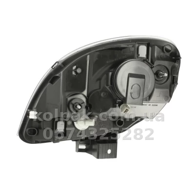 Передня права фара Renault Kangoo 2003-2008, H4, з білим покажчиком повороту, хромована рамка, електричне регулювання, Depo, 551-1145R-LDEMC — фото 2