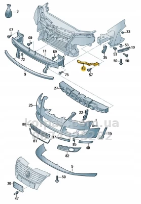 Праве кріплення переднього бампера Volkswagen Passat B6 2005-2010, горизонтальне, нижнє, AVTM, 3C0807890A, 187407932 — фото 2