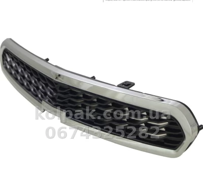 Решітка радіатора Chevrolet Spark m300 2012-2015, верхня, чорна, із хромованим молдингом, AVTM, 181735993