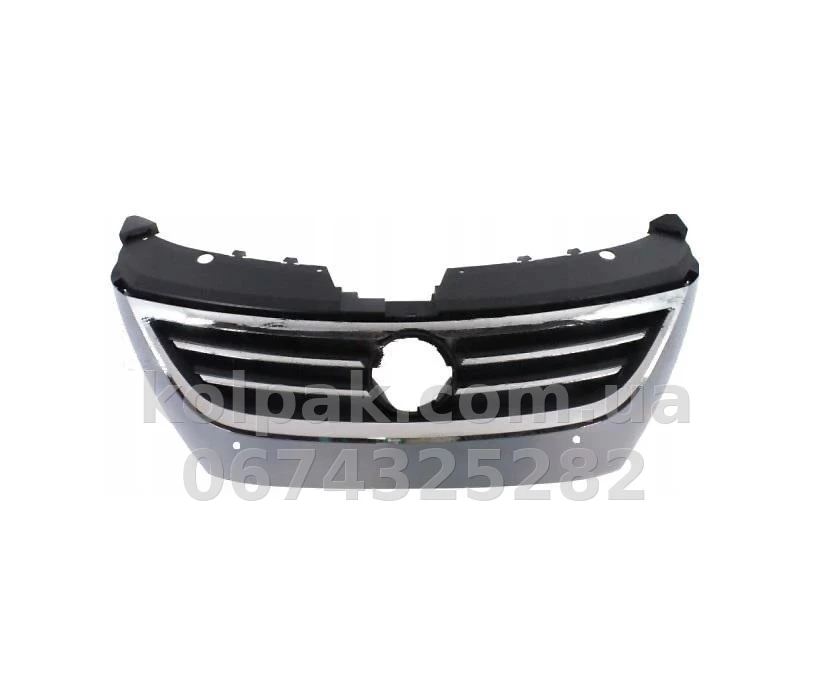 Radiator grille Volkswagen Passat CC 2008-2012, plastic, dark grey, without parking sensor opening, AVTM, 187420990 Radiator grille Volkswagen Passat CC 2008-2012, plastic, dark grey, without parking sensor opening, AVTM, 187420990 β photo 1