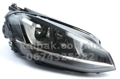 Передня права фара Volkswagen Golf 7 2013-2017/e-Golf 2013-2020, електричне регулювання, із коректором, без ламп, Depo, 44111J1RMLEAM2